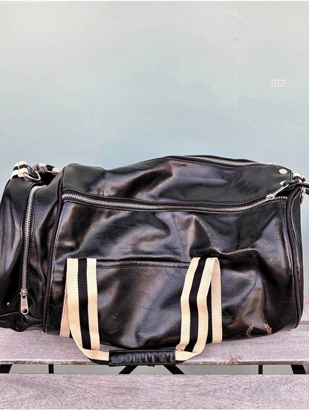 Fred Perry Classic Barrel Bag Black & White Duffel Bag